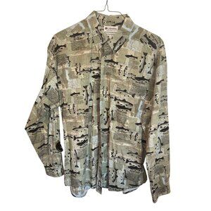 Columbia Sportswear XL Fishing L/S Button Shirt 100% Cotton Brook Trout Green